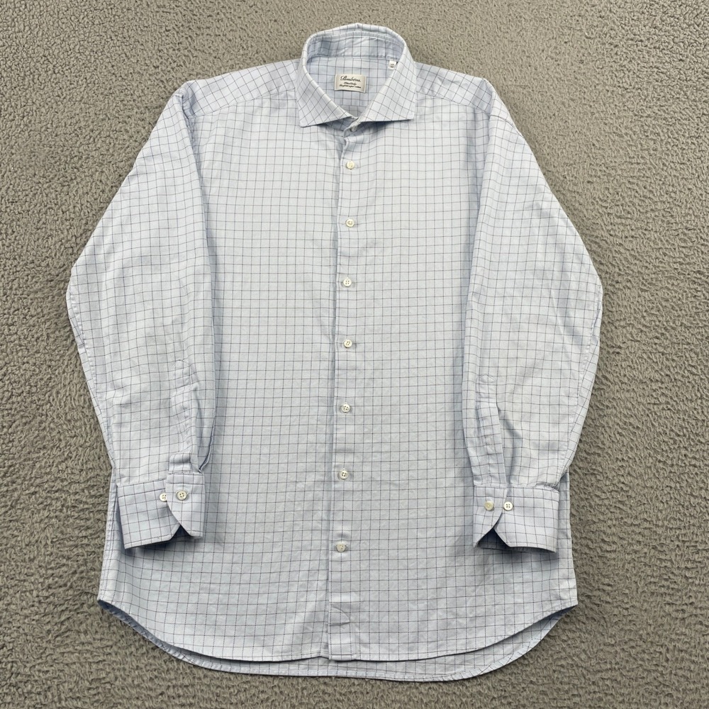 Stenstroms Button Up Shirt Men 17 43 Blue Check Fitted Body Twofold Super Cotton